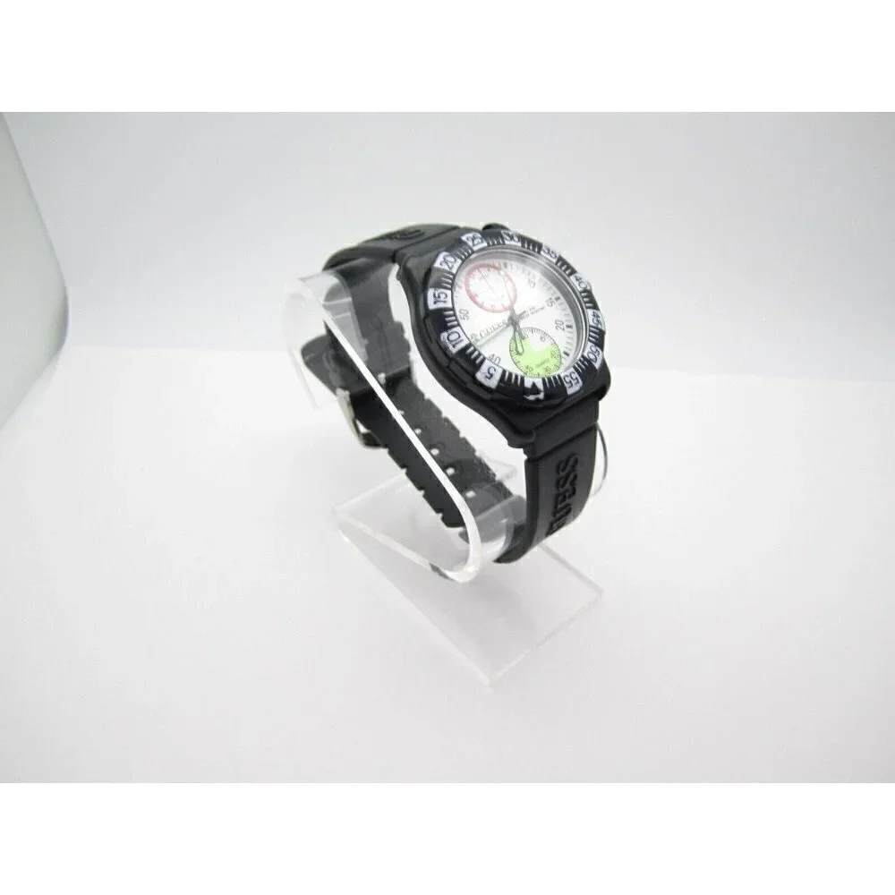 Vtg Men's Guess Quartz WR Analog 38mm Dial Causal Round‎ Watch (F41)